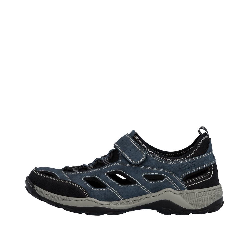 RIEKER Herren Sneaker Slipper blau 08063-14 mit Lochung