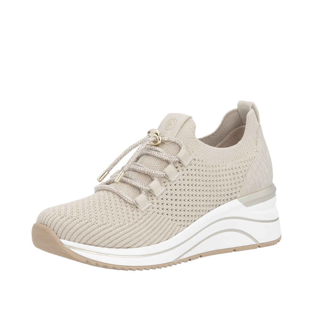 REMONTE Damen Sneaker beige D0T18-60 mit Glitzer
