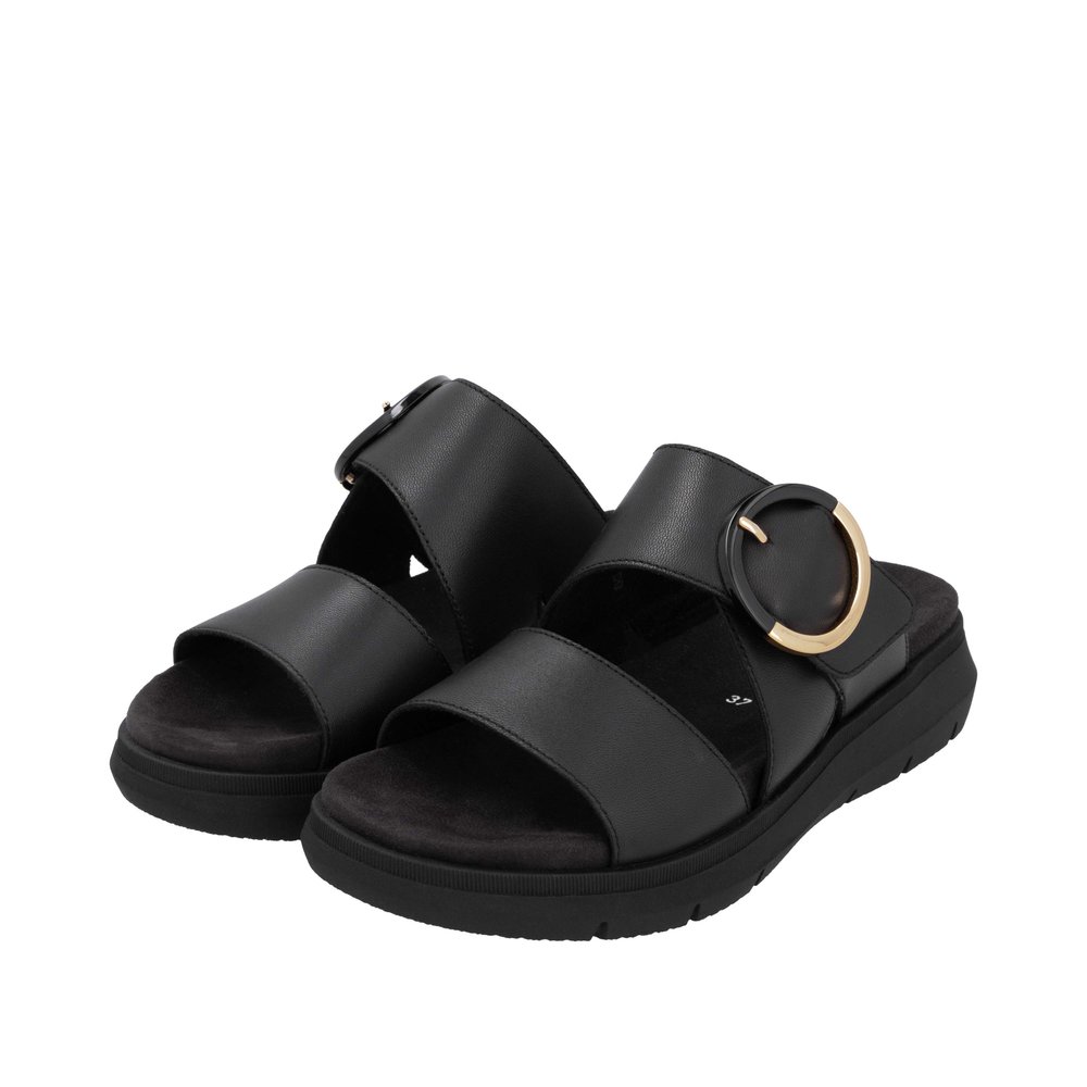 REMONTE Damen Pantolette schwarz D2K51-00 echt Leder