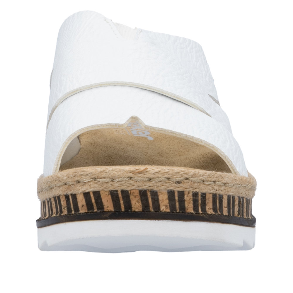 RIEKER Damen Pantolette weiß V7989-80 mit Keilabsatz