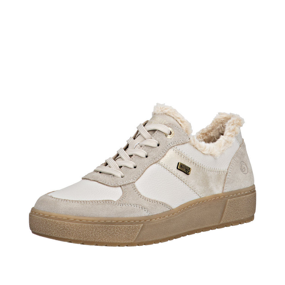 REMONTE Damen Retro Sneaker weiß beige D2T02-80 mit Warmfutter