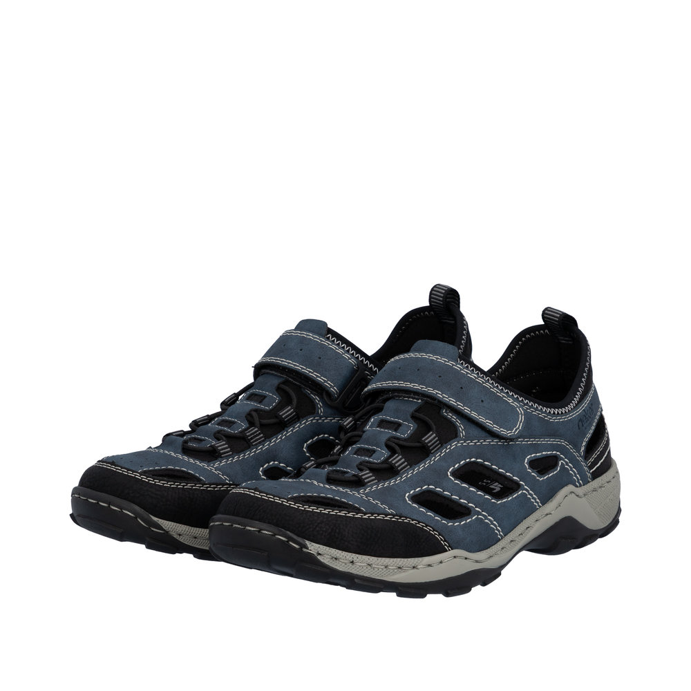 RIEKER Herren Sneaker Slipper blau 08063-14 mit Lochung