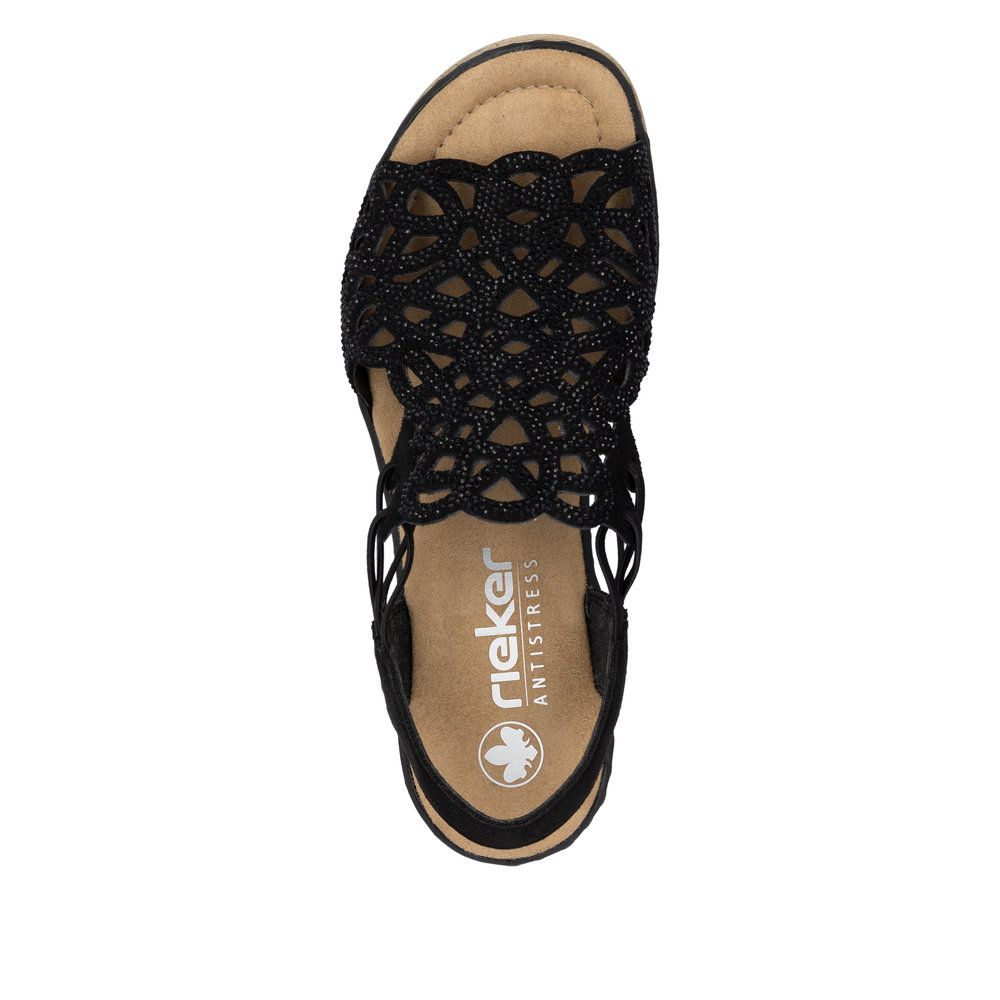 RIEKER Damen Sandalette schwarz 67465-00 mit Glitzer RIEKER Damen Sandalette schwarz 67465-00 mit Glitzer