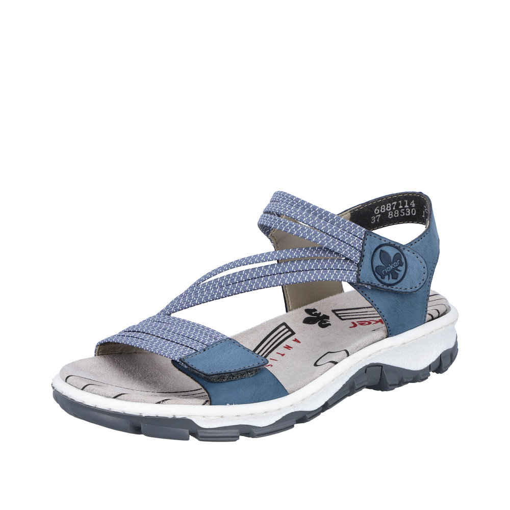 RIEKER Damen Sandalette Trekking blau 68871-14 Klettverschluss