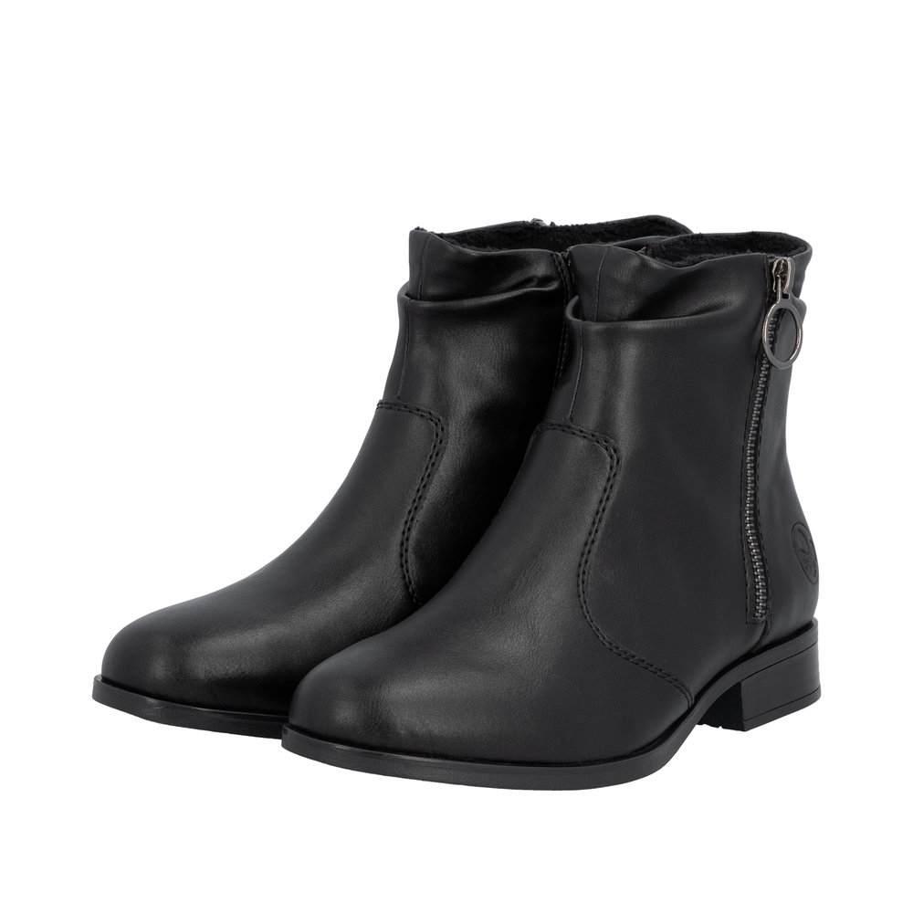 RIEKER Damen Stiefelette schwarz 77041-00 mit Reißverschluss