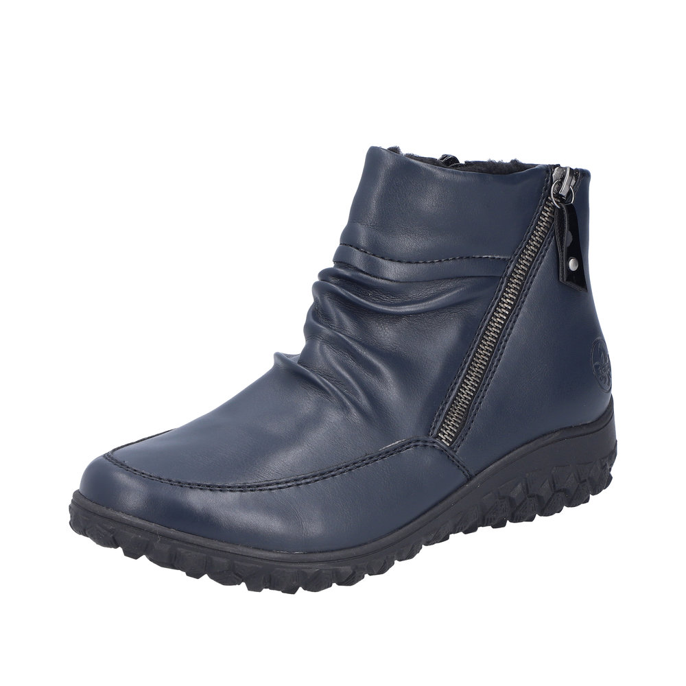 RIEKER Damen Stiefelette blau 59585-14 mit 2 Reißverschlüssen