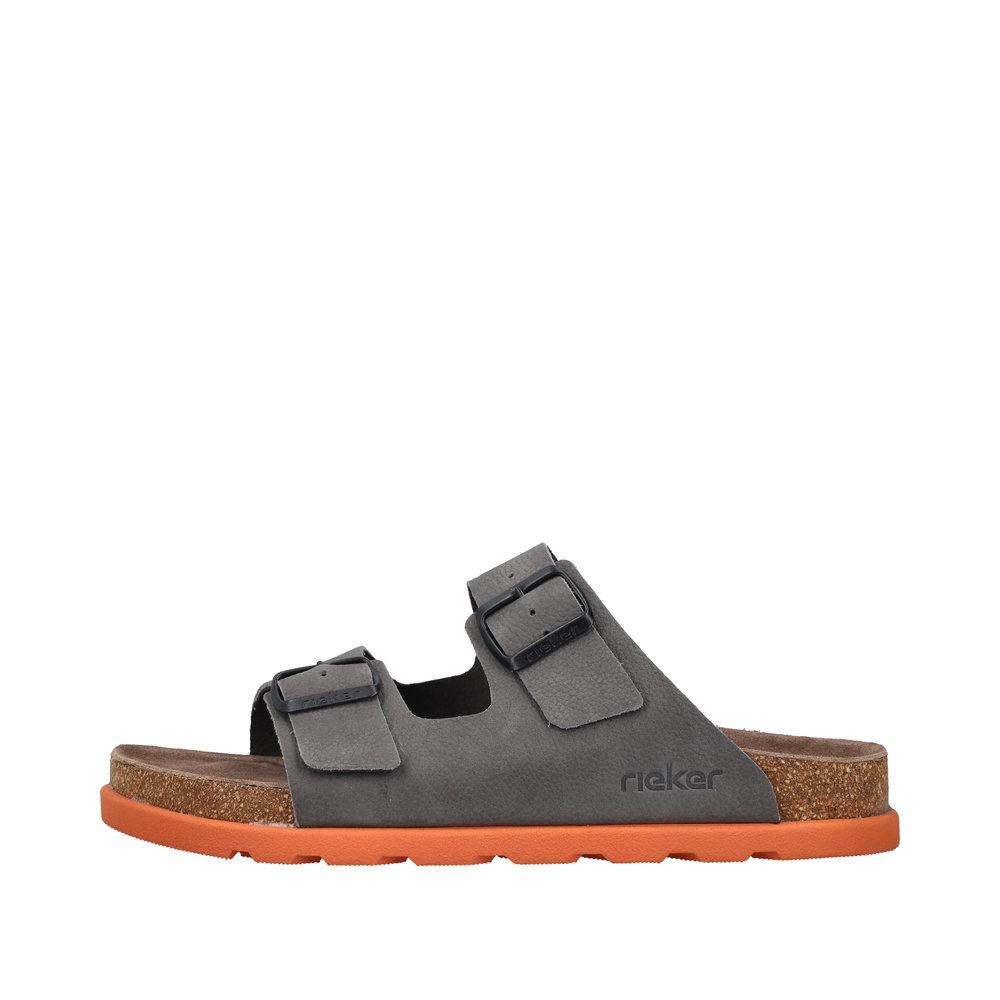RIEKER Herren Pantolette grau 21190-40 Tieffußbett Leder RIEKER Herren Pantolette grau 21190-40 Tieffußbett Leder