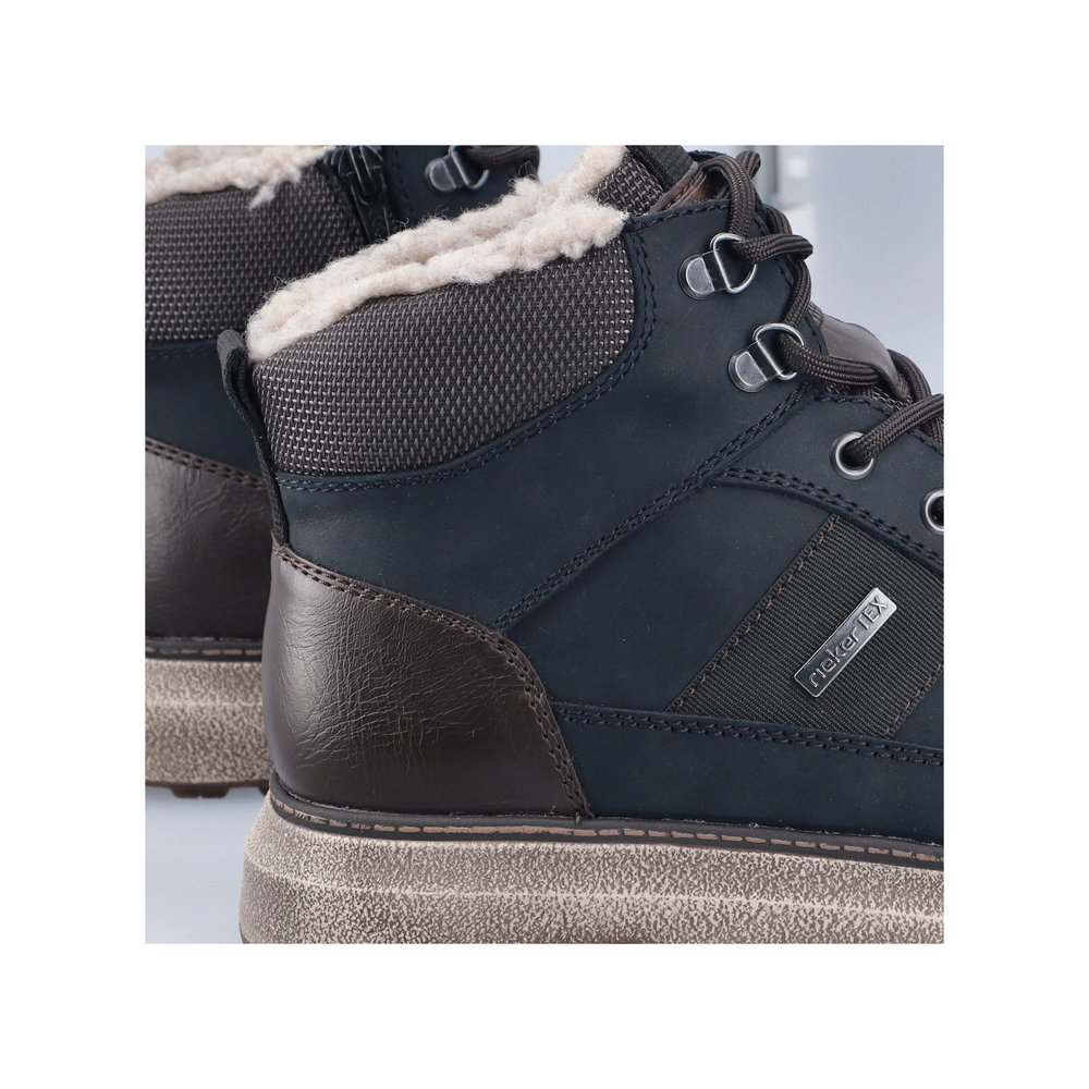 RIEKER Herren Stiefelette blau B5546-14 Leder und TEX