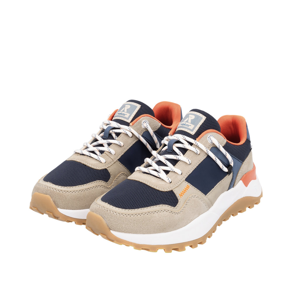 RIEKER Herren Sneaker blau beige U1300-14 kräftige Sohle