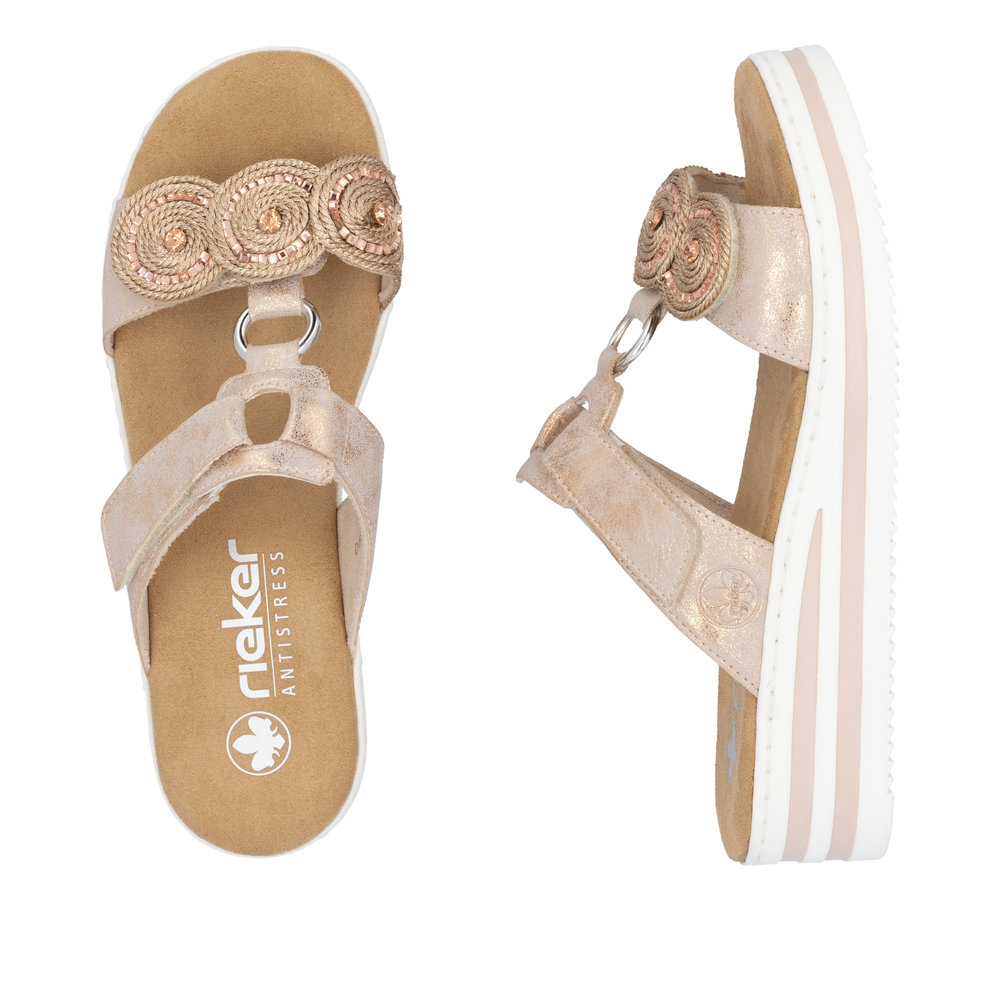 RIEKER Damen Pantolette gold rosegold V0200-90