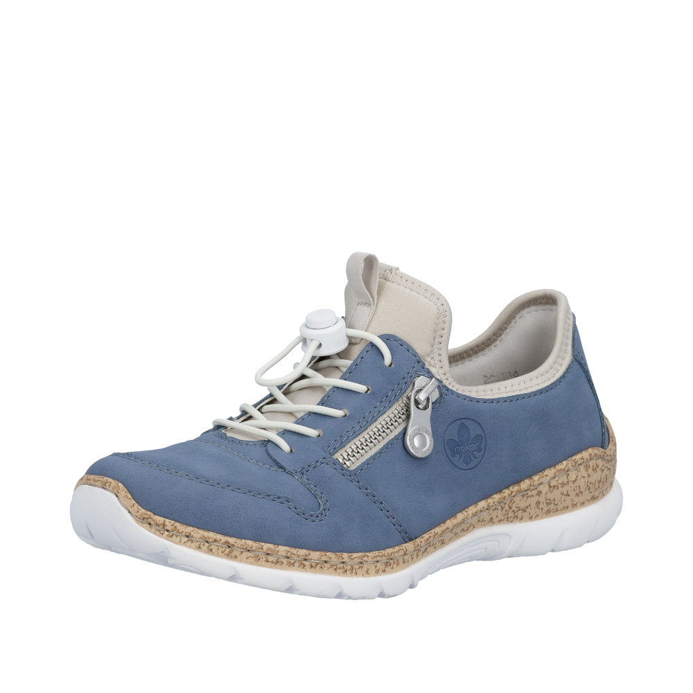 RIEKER Damen Sneaker Slipper blau N42G0-14 mit Gummizug