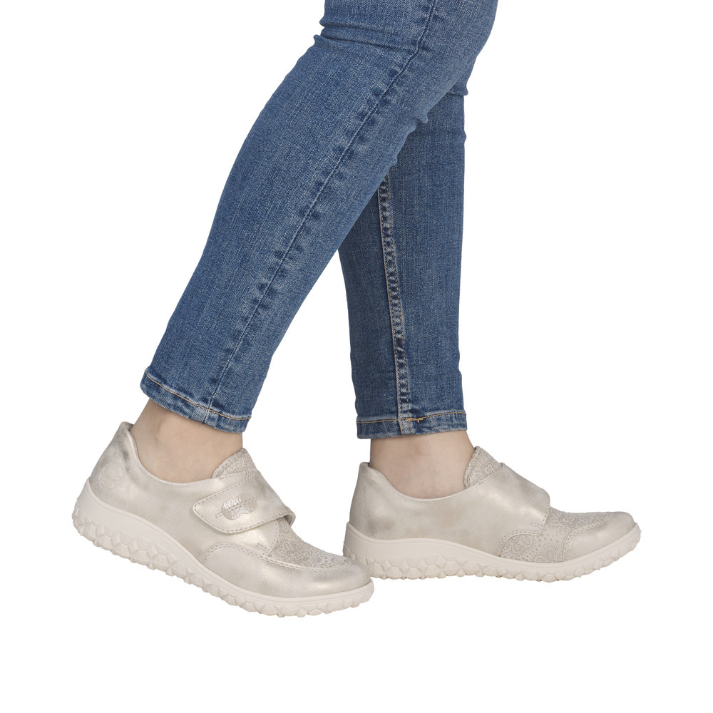 RIEKER Damen Halbschuh Klettverschluss beige 59552-62