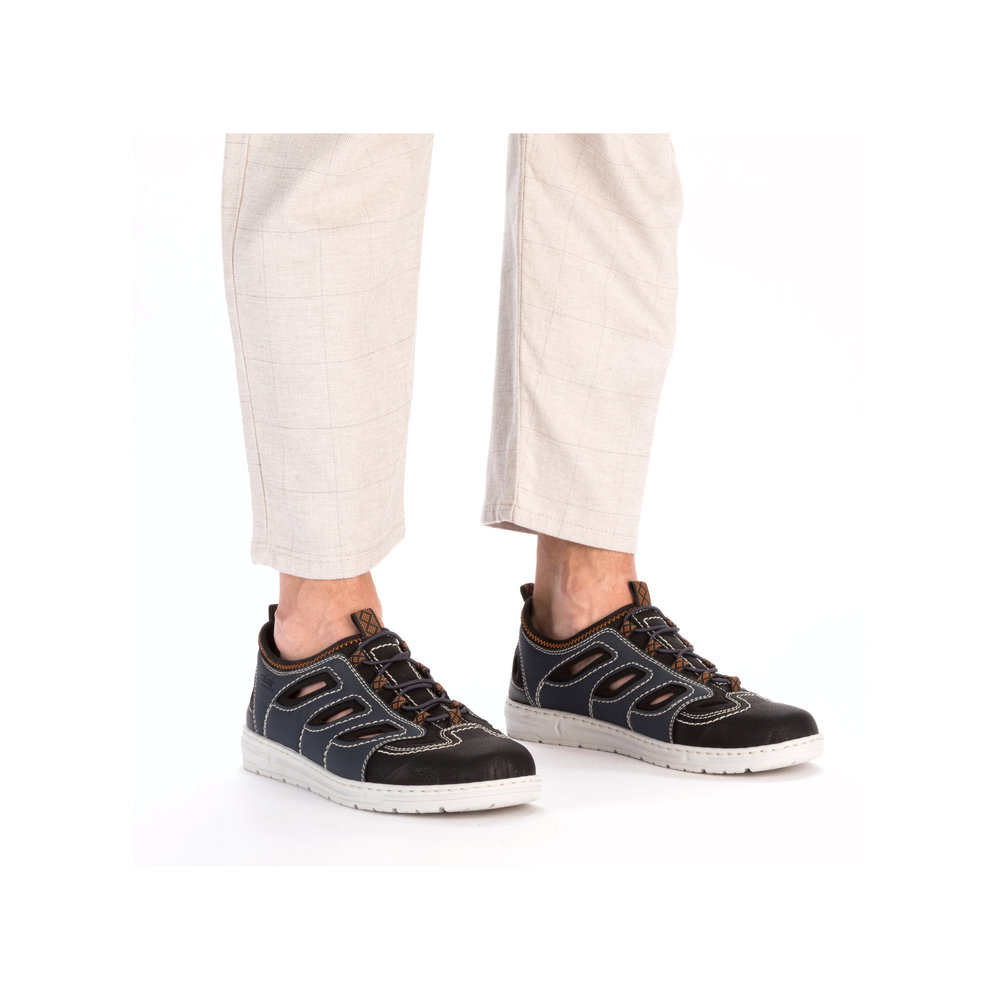 RIEKER Herren Sneaker Slipper blau 08665-14 luftig leicht