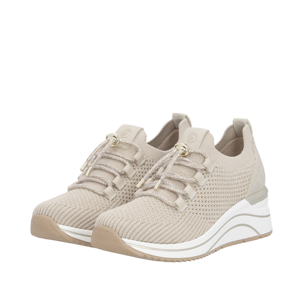 REMONTE Damen Sneaker beige D0T18-60 mit Glitzer