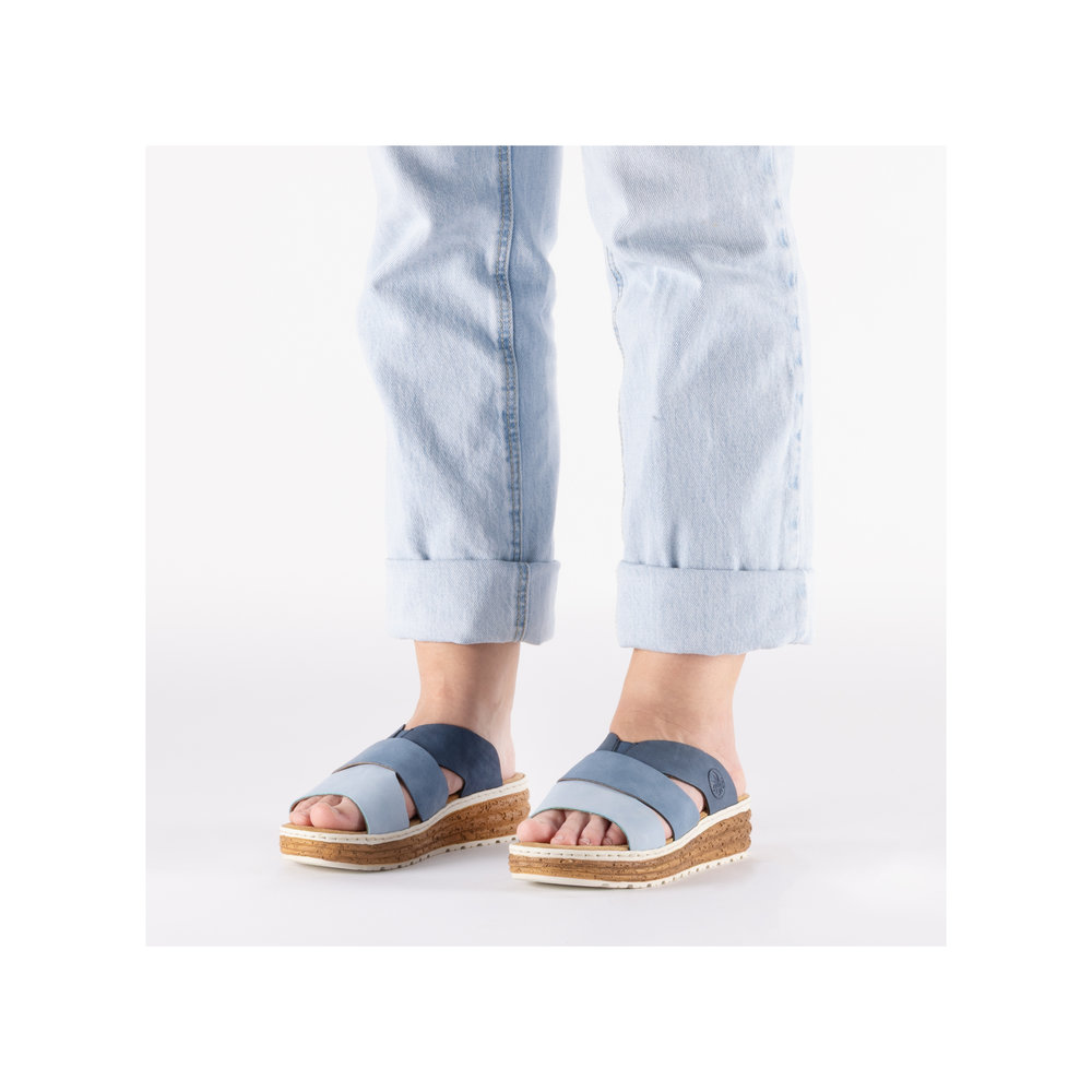 RIEKER Damen Pantolette blau 62780-12 Keilabsatz