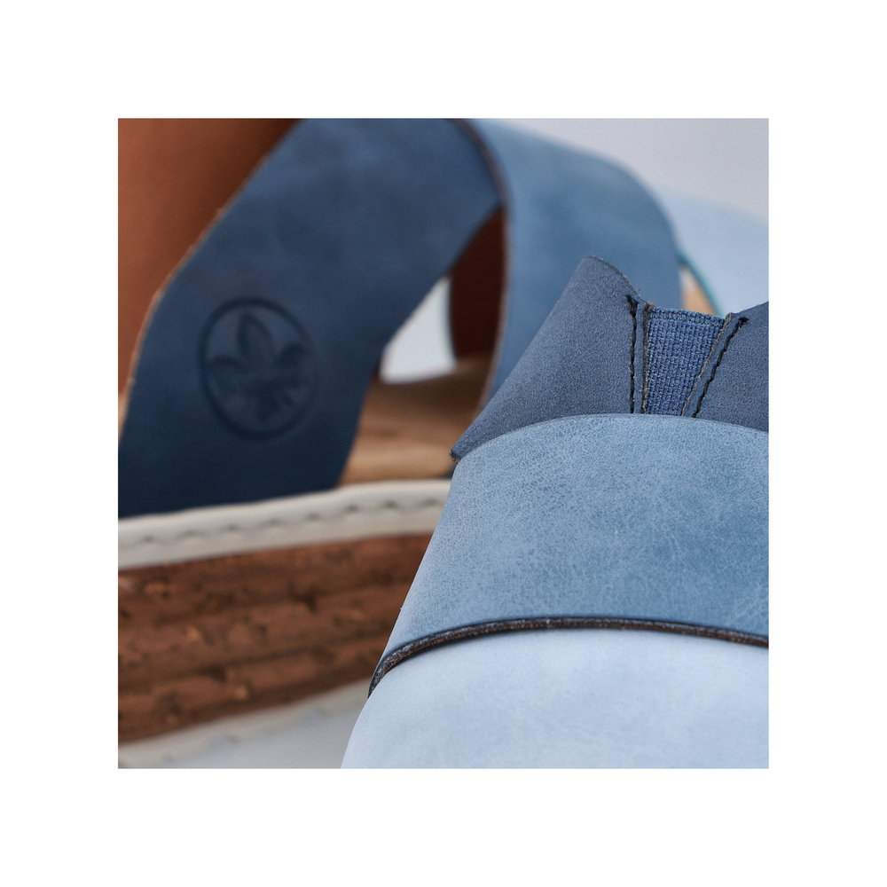 RIEKER Damen Pantolette blau 62780-12 Keilabsatz