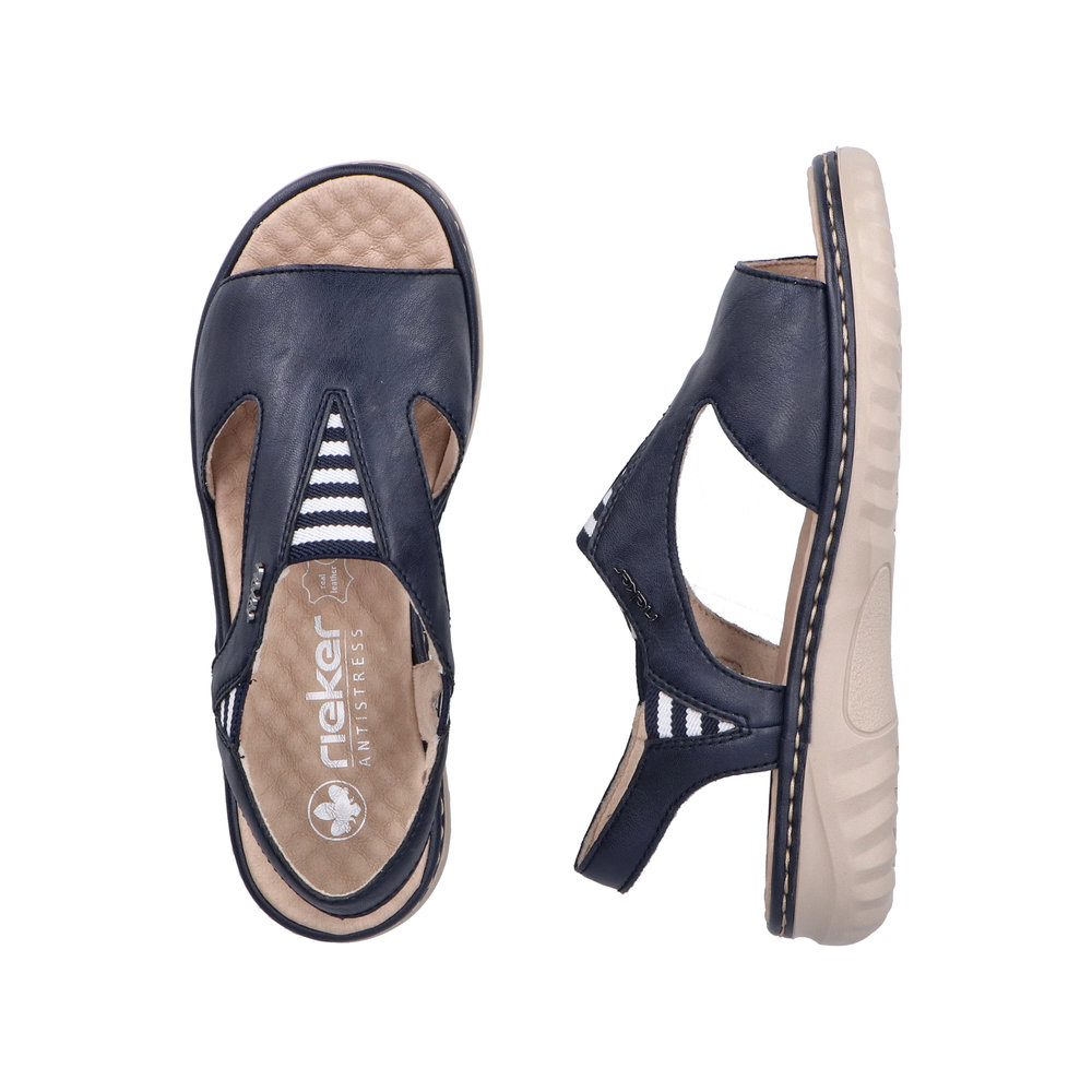 RIEKER Damen Sandale blau 60466-15 genopptes Fußbett