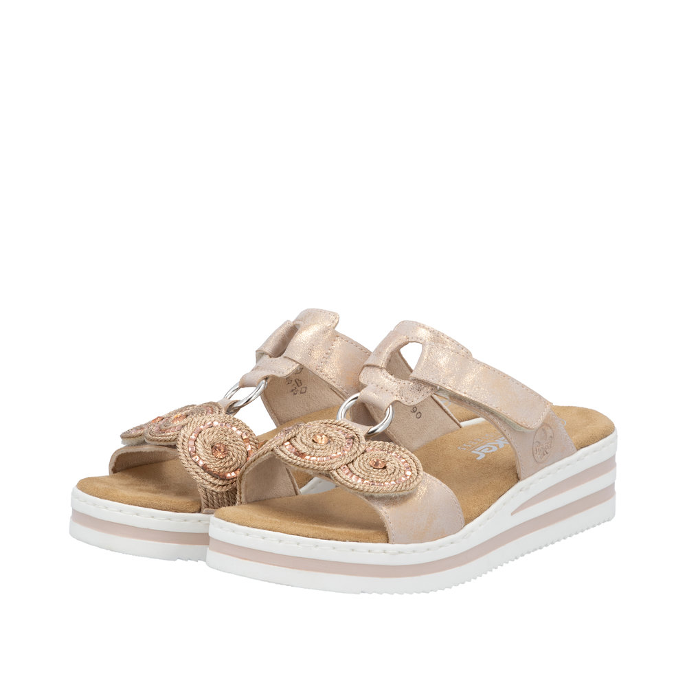 RIEKER Damen Pantolette gold rosegold V0200-90