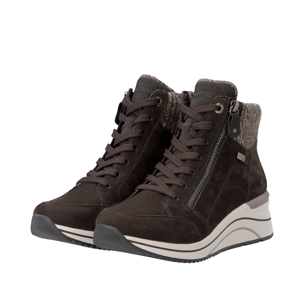 REMONTE Damen Stiefelette braun D0T77-25 mit Keilabsatz 55 mm REMONTE Damen Stiefelette braun D0T77-25 mit Keilabsatz 55 mm