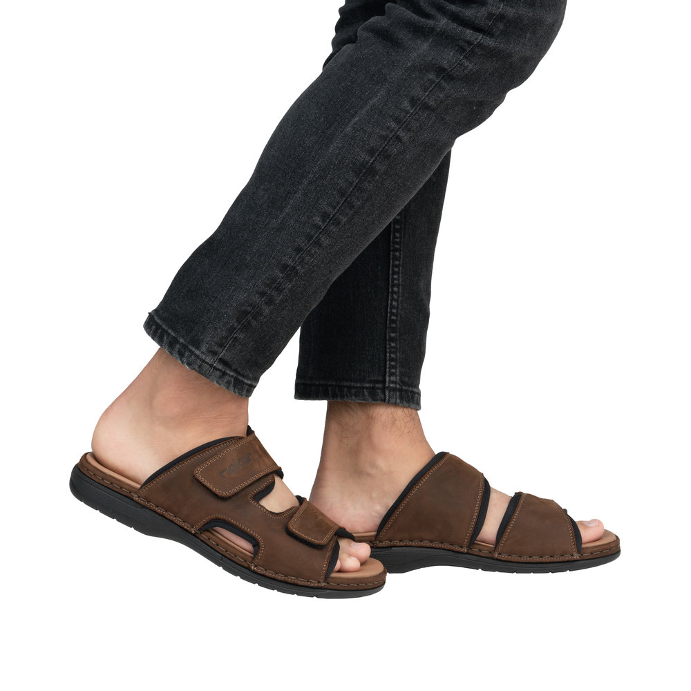 RIEKER Herren Pantolette braun 25559-25 echt Leder
