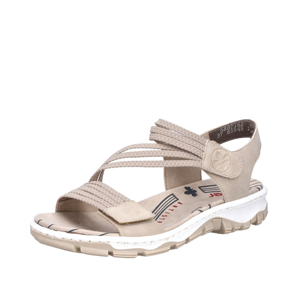 RIEKER Damen Sandale Trekking beige 68871-62 griffige Sohle