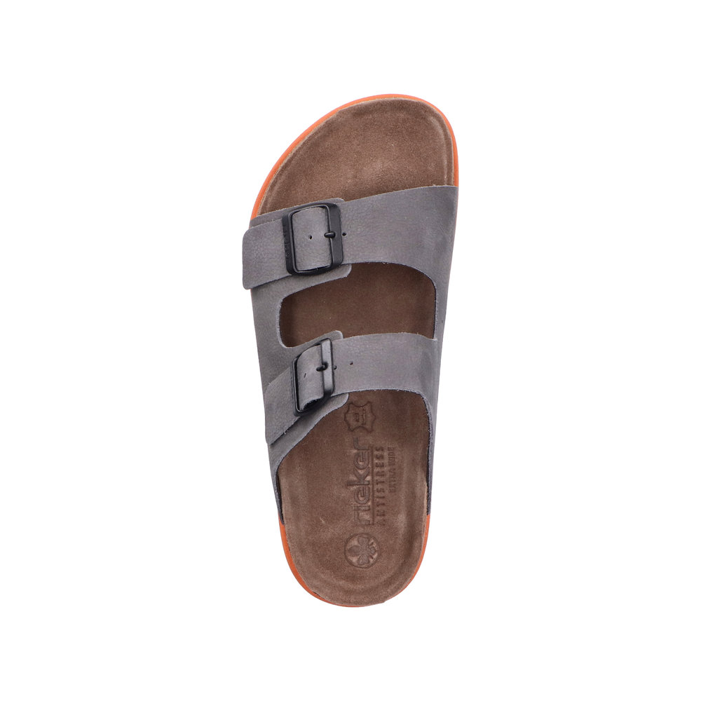 RIEKER Herren Pantolette grau 21190-40 Tieffußbett Leder
