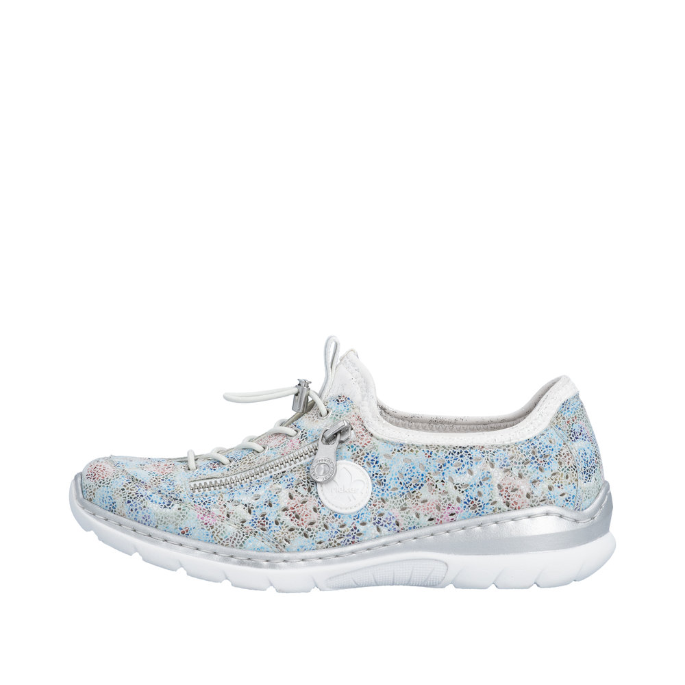 RIEKER Damen Sneaker Slipper weiß bunt L3252-91 Gummizug