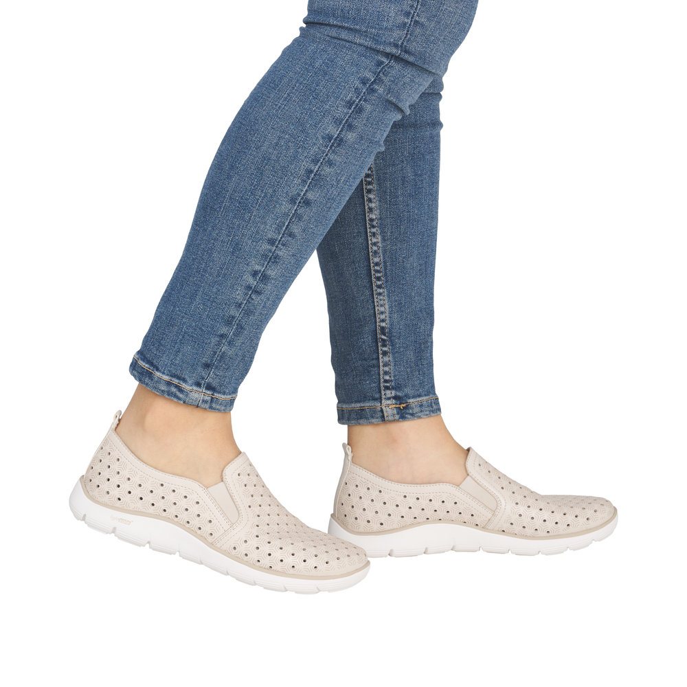 REMONTE Damen Slipper beige D3G04-60 echt Leder