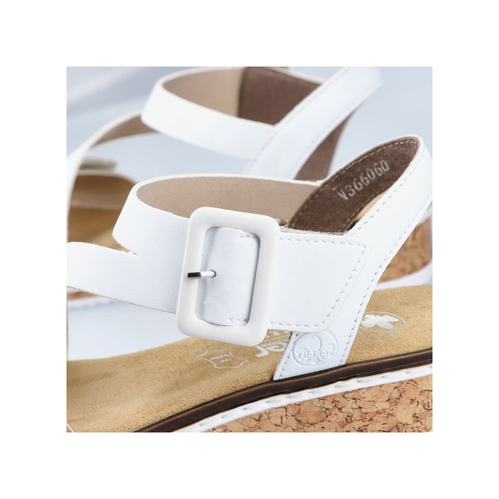 RIEKER Damen Sandale weiß beige V3660-60 mit Klettverschluss RIEKER Damen Sandale weiß beige V3660-60 mit Klettverschluss