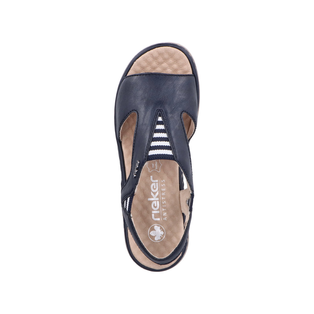 RIEKER Damen Sandale blau 60466-15 genopptes Fußbett