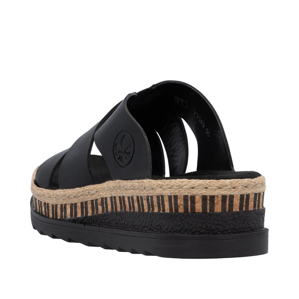 RIEKER Damen Pantolette schwarz V7989-00 Keilabsatz
