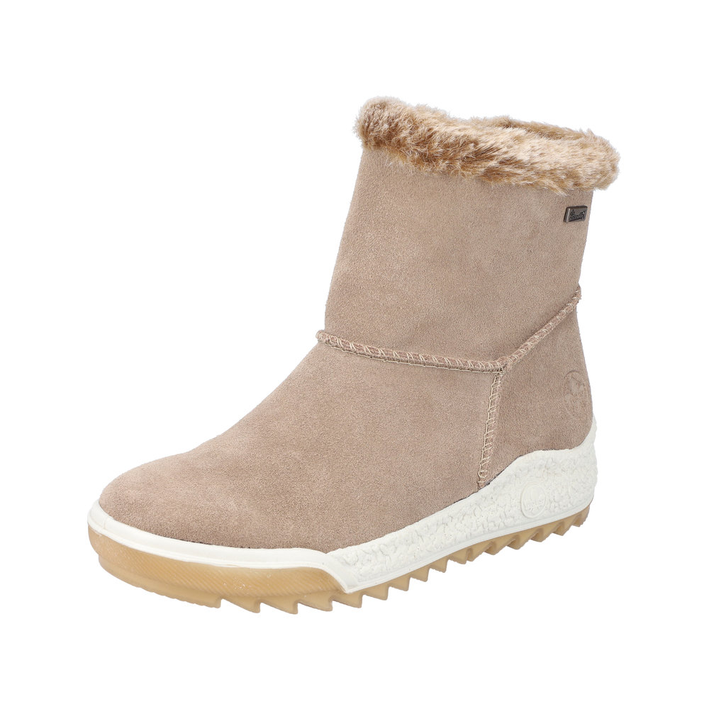 RIEKER Damen Stiefelette beige Y4780-64 Leder und Warmfutter