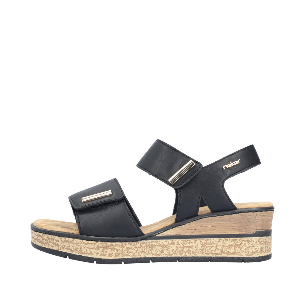 RIEKER Damen Sandale schwarz 63781-00 Keilabsatz