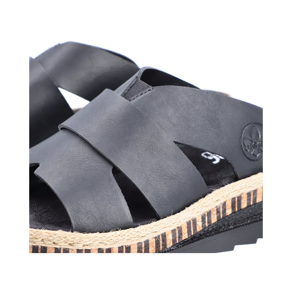 RIEKER Damen Pantolette schwarz V7989-00 Keilabsatz