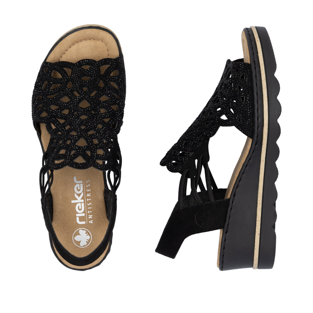 RIEKER Damen Sandalette schwarz 67465-00 mit Glitzer