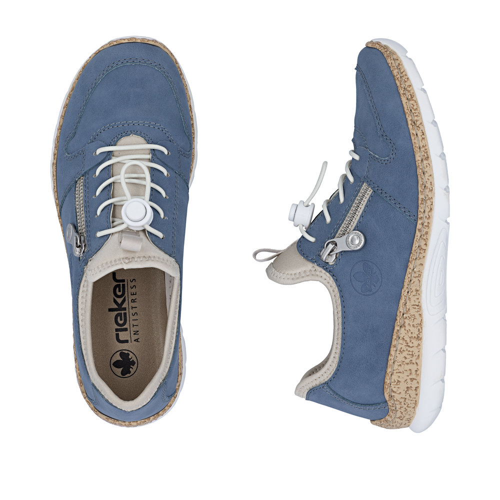 RIEKER Damen Sneaker Slipper blau N42G0-14 mit Gummizug