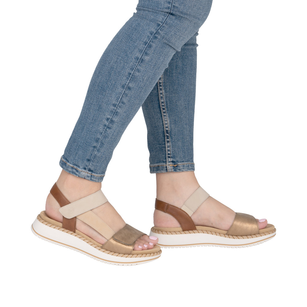REMONTE Damen Sandale braun beige D3J50-92 Wechselfußbett