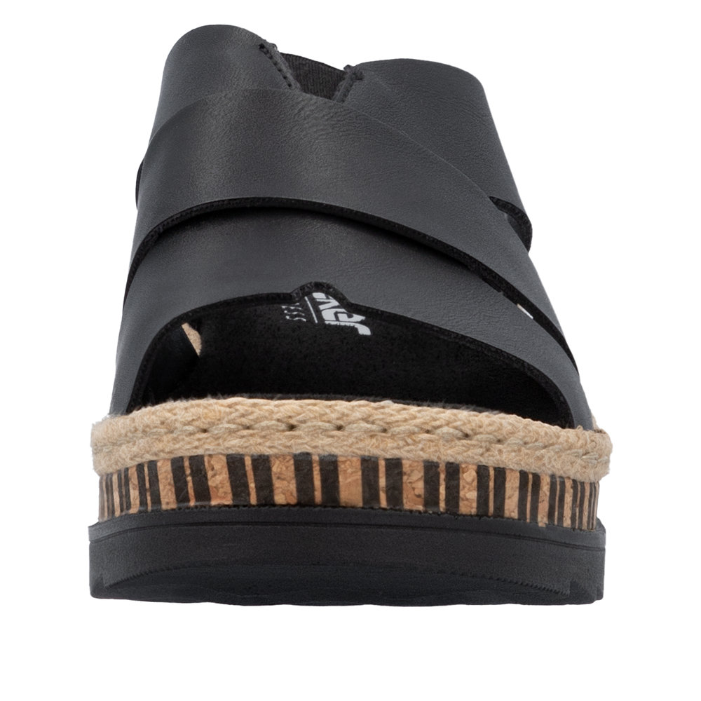 RIEKER Damen Pantolette schwarz V7989-00 Keilabsatz
