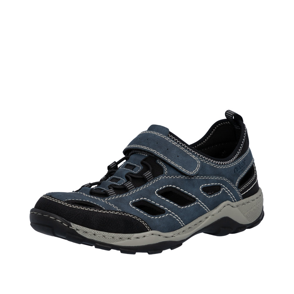 RIEKER Herren Sneaker Slipper blau 08063-14 mit Lochung