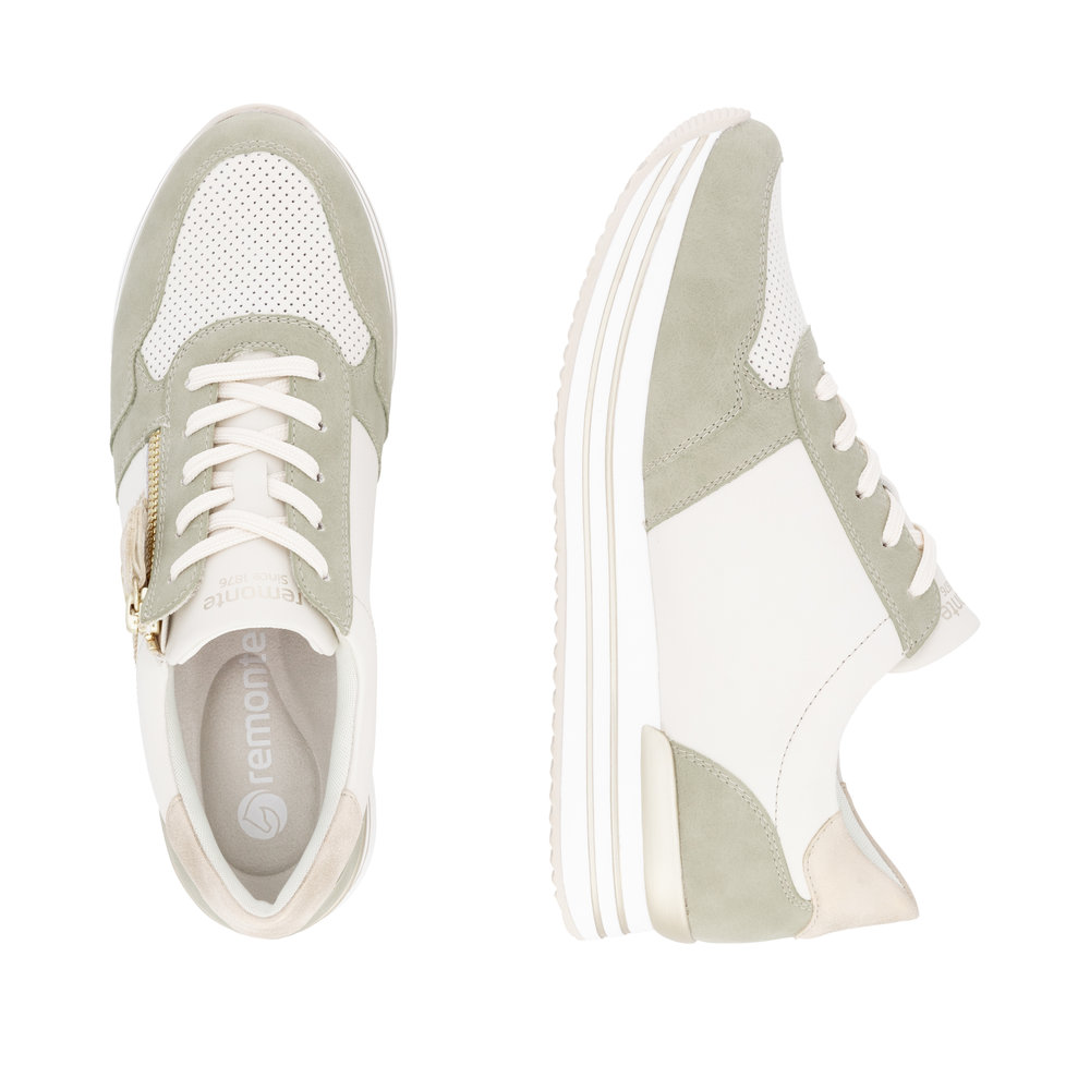 REMONTE Damen Sneaker weiß grün D1327-80 Plateausohle