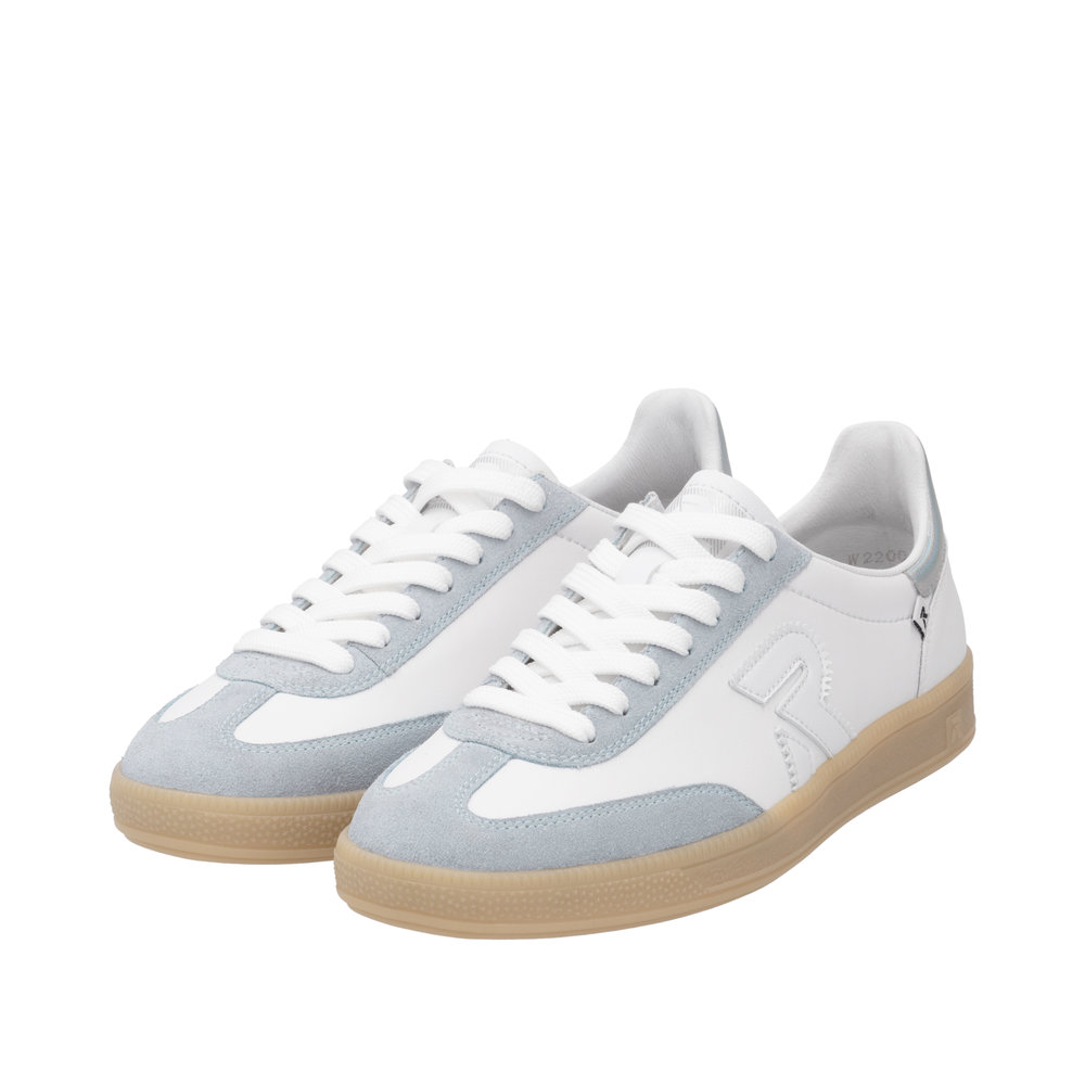 RIEKER Damen Retro Sneaker weiß hellblau W2200-84