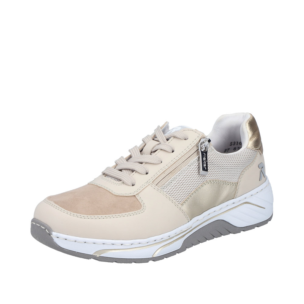 RIEKER Damen Sneaker beige 53101-60 mit Reißverschluss