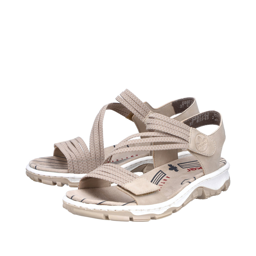 RIEKER Damen Sandale Trekking beige 68871-62 griffige Sohle