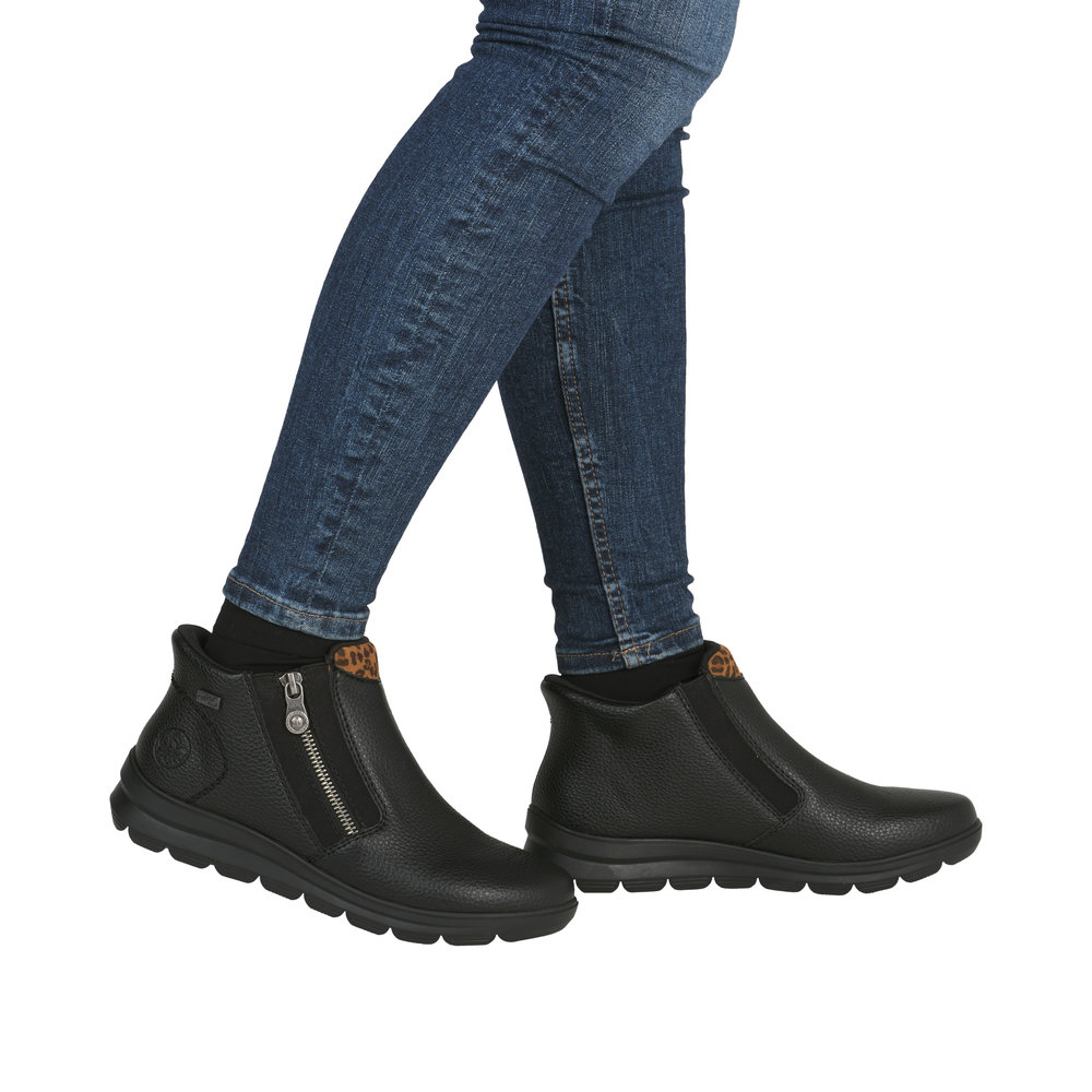 RIEKER Damen Stiefelette schwarz Z0059-00 mit Reißverschluss