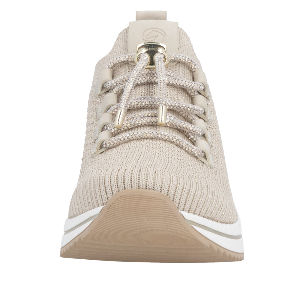 REMONTE Damen Sneaker beige D0T18-60 mit Glitzer