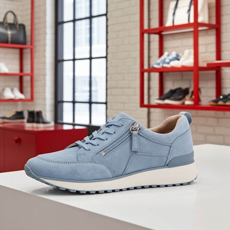 CAPRICE Damen Sneaker hellblau 9-23702-42 echt Leder auf Tresen