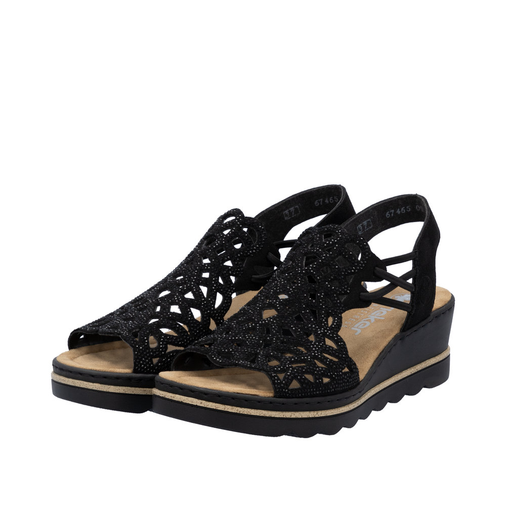 RIEKER Damen Sandalette schwarz 67465-00 mit Glitzer