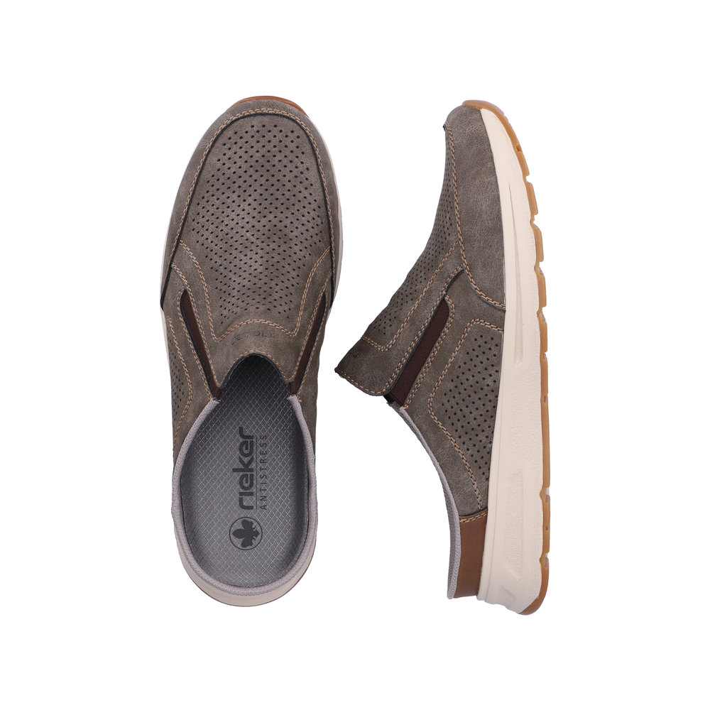 RIEKER Herren Clogs Sabot braun grau B0760-25 lose Einlage