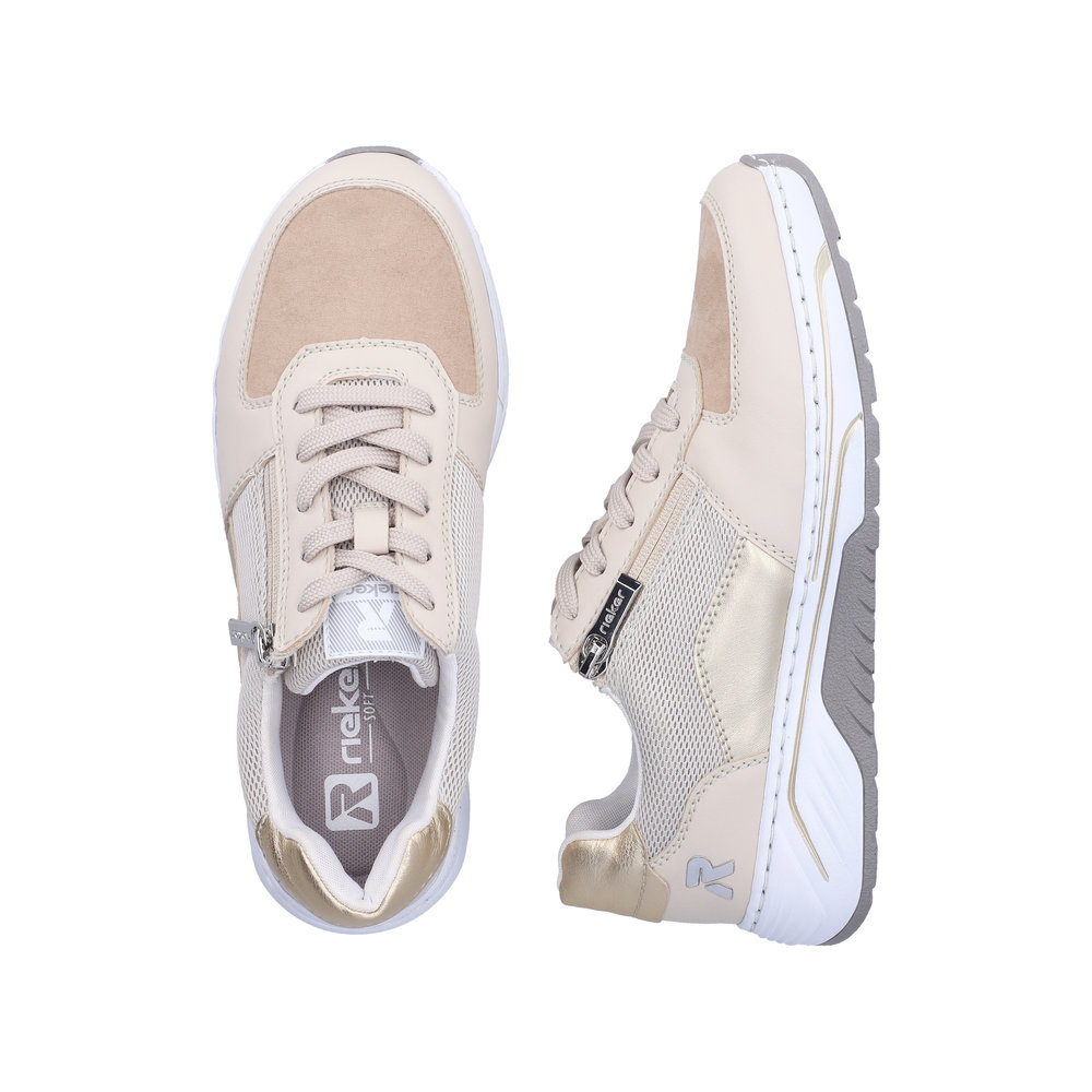 RIEKER Damen Sneaker beige 53101-60 mit Reißverschluss