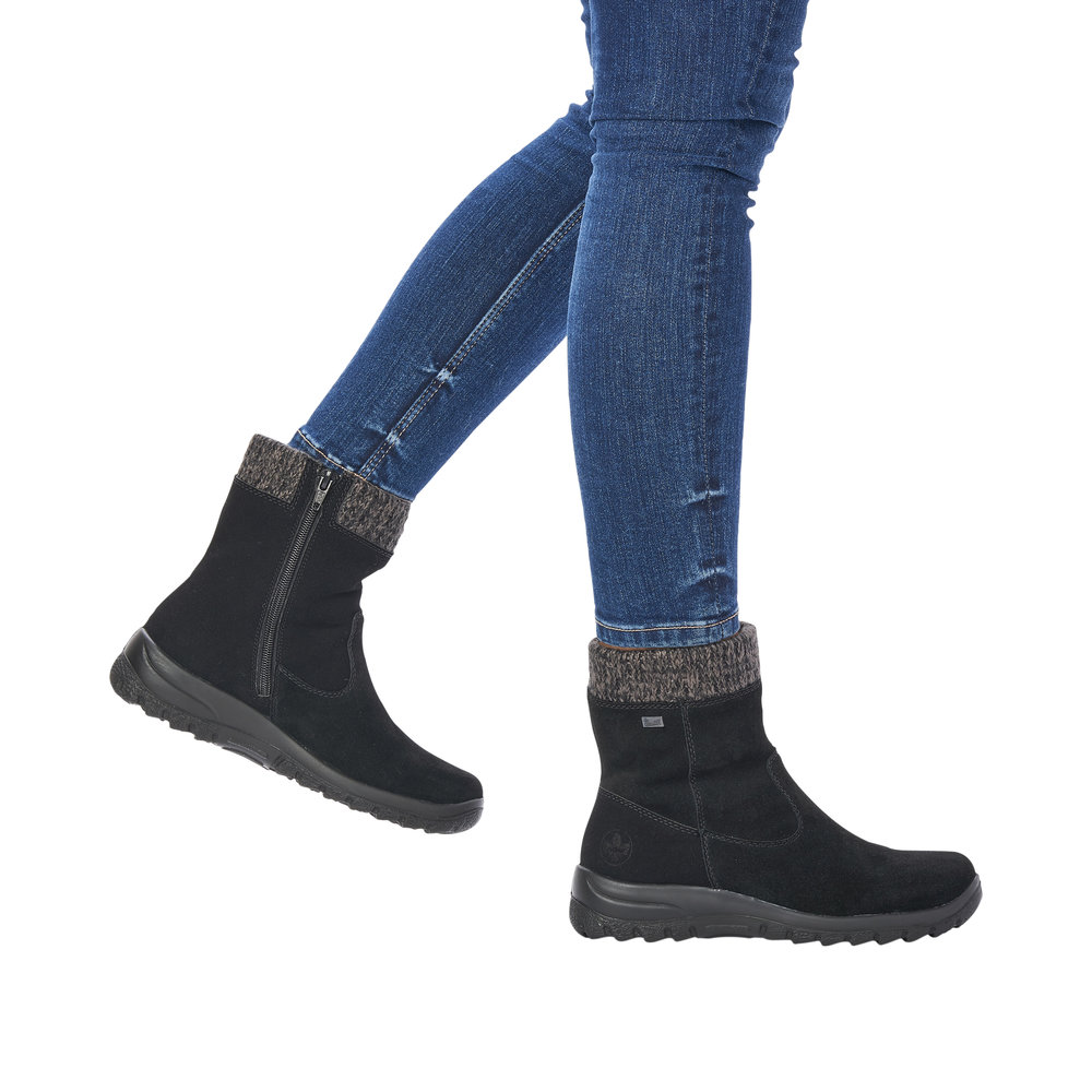 RIEKER Damen Stiefelette schwarz L7165-00 echt Leder